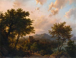 Sunset on the Rhine, 1853 by Barend Cornelius Koekkoek | Giclée Canvas Print