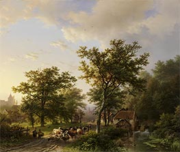 Landscape with Watermill and Cattle Farmers, 1852 by Barend Cornelius Koekkoek | Giclée Canvas Print