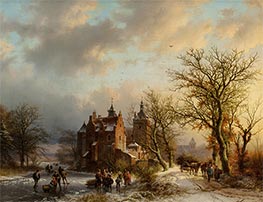 Winter Landscape with Wood Gatherers and Skaters, 1854 by Barend Cornelius Koekkoek | Giclée Canvas Print