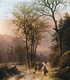 Figures on a Winter Road, 1849 by Barend Cornelius Koekkoek | Giclée Canvas Print