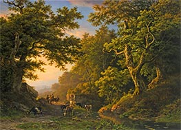 Figures in a Wooded Landscape, 1850 by Barend Cornelius Koekkoek | Giclée Canvas Print