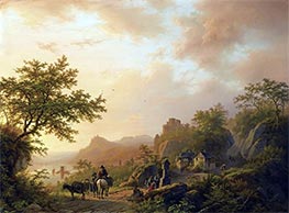 An Extensive Summer Landscape with Travellers on a Path, 1848 by Barend Cornelius Koekkoek | Giclée Canvas Print