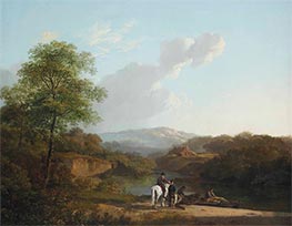 A Horseman and Merchants Conversing near a River, 1825 by Barend Cornelius Koekkoek | Giclée Canvas Print