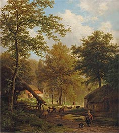 A Wooded Landscape with Shepherds, 1851 by Barend Cornelius Koekkoek | Giclée Canvas Print