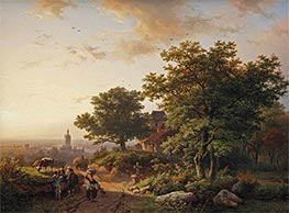 A Mountainous Landscape with a View on a Town in the Distance, 1854 by Barend Cornelius Koekkoek | Giclée Canvas Print