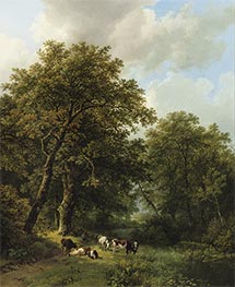 A Herdsman and His Cattle by a Forest Stream, 1834 by Barend Cornelius Koekkoek | Giclée Canvas Print