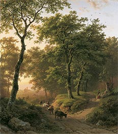 A Forest Landscape by Sunset, 1850 by Barend Cornelius Koekkoek | Giclée Canvas Print