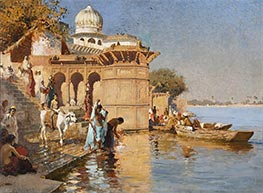 Along the Ghats, Mathura, c.1880 by Edwin Lord Weeks | Giclée Canvas Print