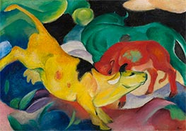 Cows, red, green, yellow, 1911 by Franz Marc | Giclée Canvas Print