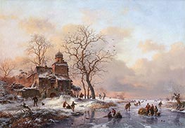 Winter Scene with Figures Skating, 1868 by Kruseman | Giclée Canvas Print
