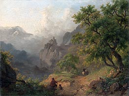 A Summer Landscape with a Travelers in the Foreground, 1851 by Kruseman | Giclée Canvas Print