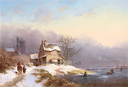 Villagers by a Frozen River, 1849 by Kruseman | Giclée Canvas Print