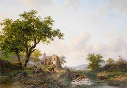 Summer Landscape with Cattle near a River, 1868 by Kruseman | Giclée Canvas Print