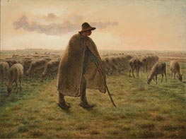Shepherd Guarding his Flock, c.1865 by Millet | Giclée Paper Print