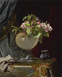 Apple Blossoms in a Nautilus Shell Vase, c.1870/75 by Martin Johnson Heade | Giclée Canvas Print