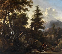 Gorge in Mountain Forest with Old Testament Scene, 1664 by Nicolaes Berchem | Giclée Canvas Print