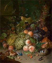 Fruit Still Life with Stag Beetle and Nest, 1717 by Rachel Ruysch | Giclée Canvas Print